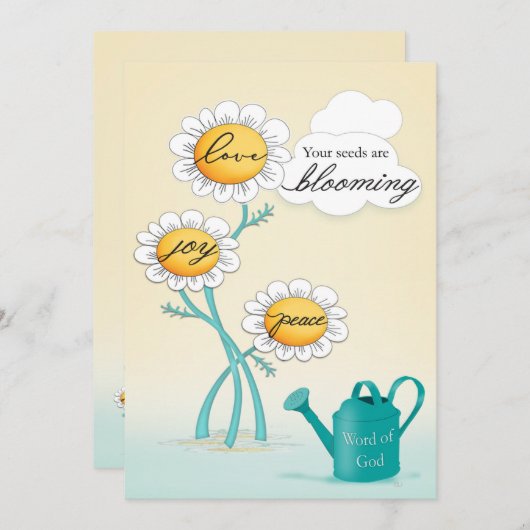キリスト教ラブジョイ平和咲きデイジー サンキューカード (正面/裏面)