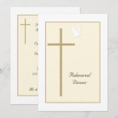キリスト教リハーサルディナー招待状 -- 十字架 招待状 (正面/裏面)