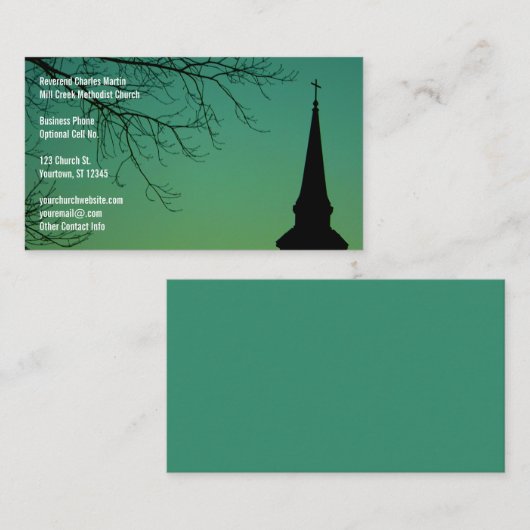 キリスト教会の尖塔の大臣 名刺 (正面/裏面)
