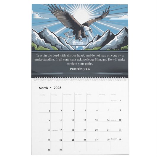 キリスト教信仰と勇気付けられる2025年カレンダー カレンダー (3月 2026)