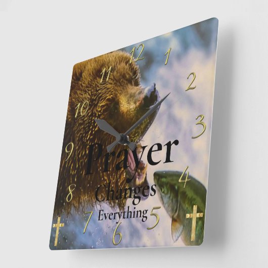 キリスト教信仰に耐える祈りの言葉が全てを変える スクエア壁時計 (傾斜)