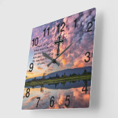 キリスト教信仰は詩篇25:12と交わる スクエア壁時計 (傾斜)