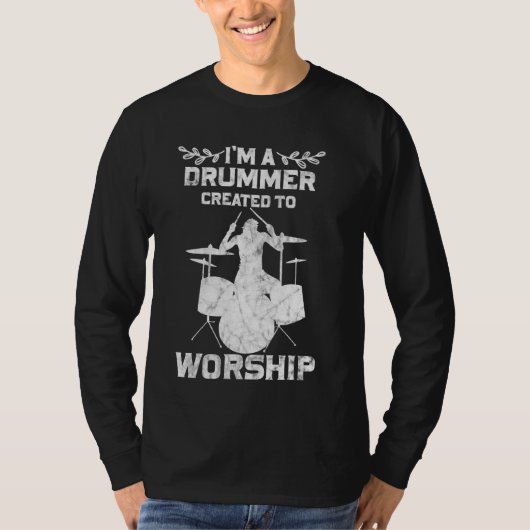 キリスト教信仰を崇拝するために作られたドラマー Tシャツ (正面)
