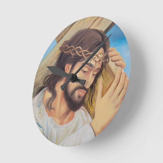 キリスト教信仰イエス・キリスト ラウンド壁時計 (傾斜)