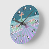 キリスト教信仰クロス ラウンド壁時計 (傾斜)