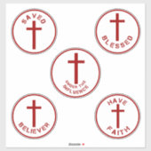 キリスト教信仰タイポグラフィセット2十字赤十字 シール (シート)