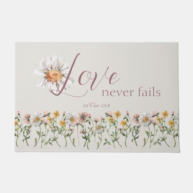 キリスト教信仰バイブル聖句ワイルドフラワー ドアマット (正面)