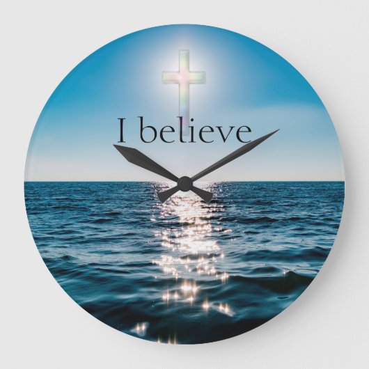 キリスト教信仰信じ ラージ壁時計 (正面)