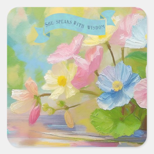 キリスト教信仰引用文マザーズ,ベゴニアの花 スクエアシール (正面)