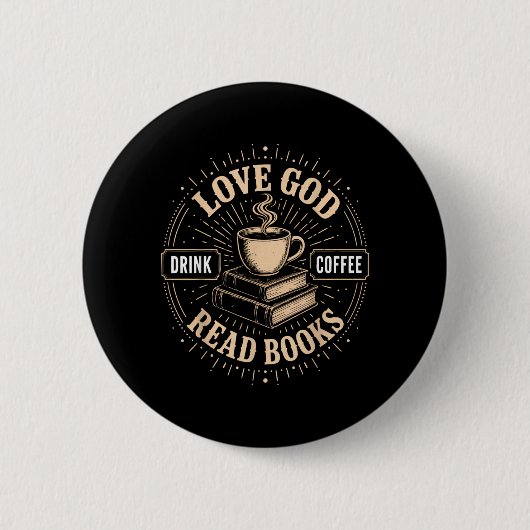 キリスト教信仰 イエスキリスト 本 コーヒー 信者 缶バッジ (正面)