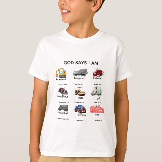 キリスト教児童用建設トラックTシャツ Tシャツ (正面)