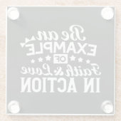 キリスト教動機デザイン – 信仰、愛、行動 ガラスコースター (裏面)