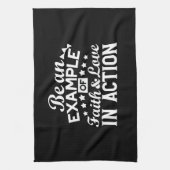 キリスト教動機デザイン – 信仰、愛、行動 キッチンタオル (縦)