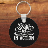 キリスト教動機デザイン – 信仰、愛、行動 キーホルダー (裏面)