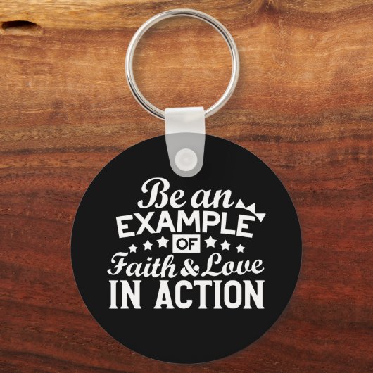 キリスト教動機デザイン – 信仰、愛、行動 キーホルダー (正面)