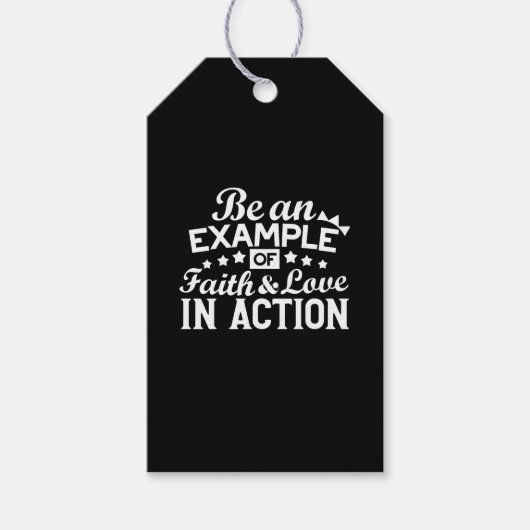 キリスト教動機デザイン – 信仰、愛、行動 ギフトタグ (正面)