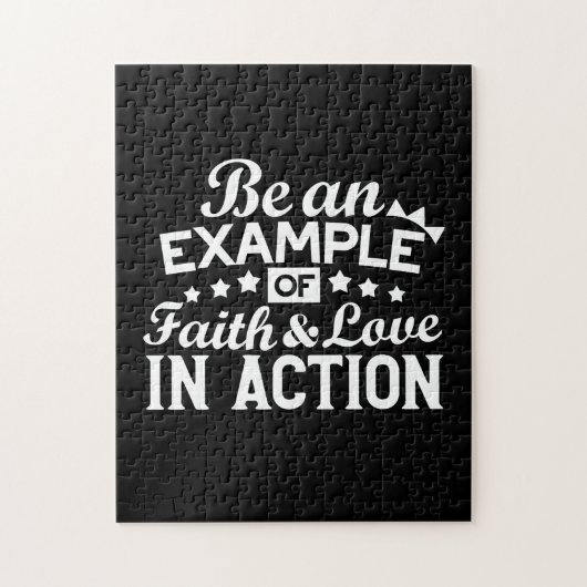 キリスト教動機デザイン – 信仰、愛、行動 ジグソーパズル (縦)