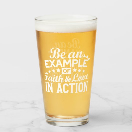 キリスト教動機デザイン – 信仰、愛、行動 タンブラーグラス (ドリンク正面)