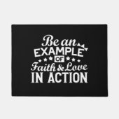 キリスト教動機デザイン – 信仰、愛、行動 ドアマット (正面)