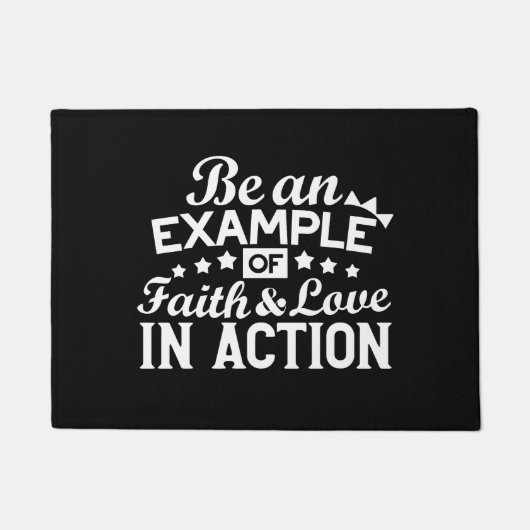 キリスト教動機デザイン – 信仰、愛、行動 ドアマット (正面)