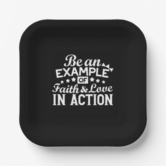 キリスト教動機デザイン – 信仰、愛、行動 ペーパープレート (正面)