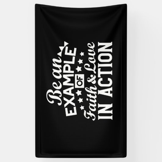 キリスト教動機デザイン – 信仰、愛、行動 横断幕 (縦)