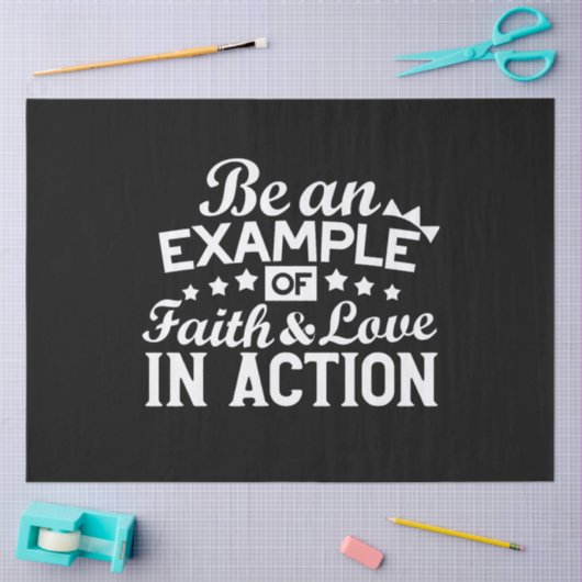 キリスト教動機デザイン – 信仰、愛、行動 薄葉紙 (クラフト)