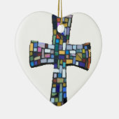 キリスト教十字のモザイクによって着色される赤い青緑 セラミックオーナメント (右)