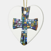 キリスト教十字のモザイクによって着色される赤い青緑 セラミックオーナメント (左)