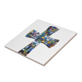 キリスト教十字のモザイクによって着色される赤い青緑 タイル (側面)