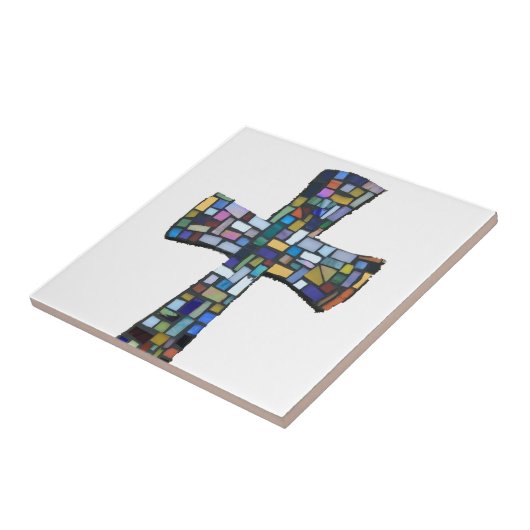 キリスト教十字のモザイクによって着色される赤い青緑 タイル (側面)