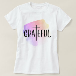 キリスト教十字感謝タイポグラフィTシャツ Tシャツ