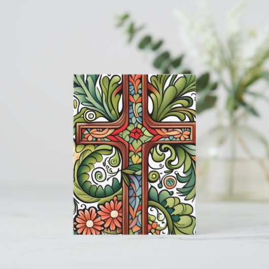 キリスト教十字教会イースターイエス復活 ポストカード (スタンド正面)