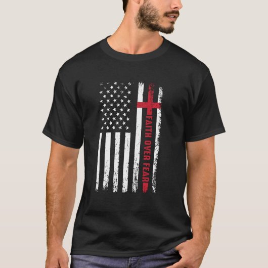 キリスト教十字旗への恐怖に対する信仰 Tシャツ (正面)