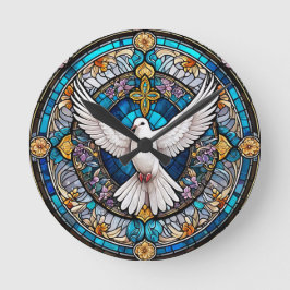 キリスト教十字架のステンドグラス ラウンド壁時計