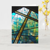 キリスト教十字架ステンドグラス教会カード カード (黄色い花)