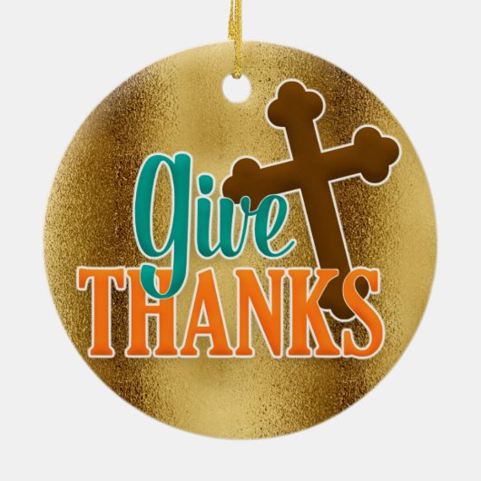 キリスト教十字架与え感謝してい2 セラミックオーナメント (裏面)