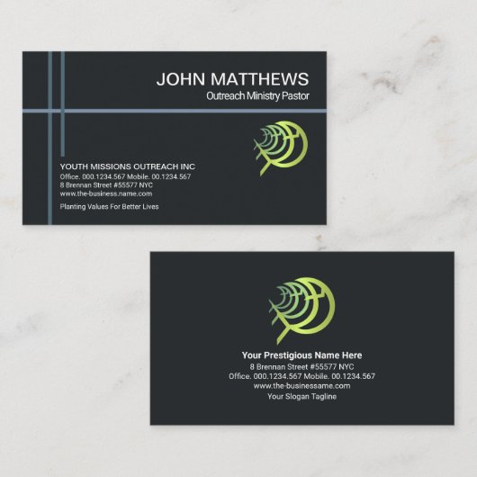 キリスト教十字架金ゴールドイヒュス教会相 名刺 (正面/裏面)