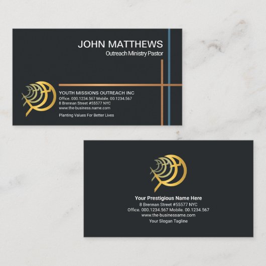 キリスト教十字架金ゴールドイヒュス教会省 名刺 (正面/裏面)