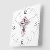 キリスト教十字架 スクエア壁時計 (傾斜)
