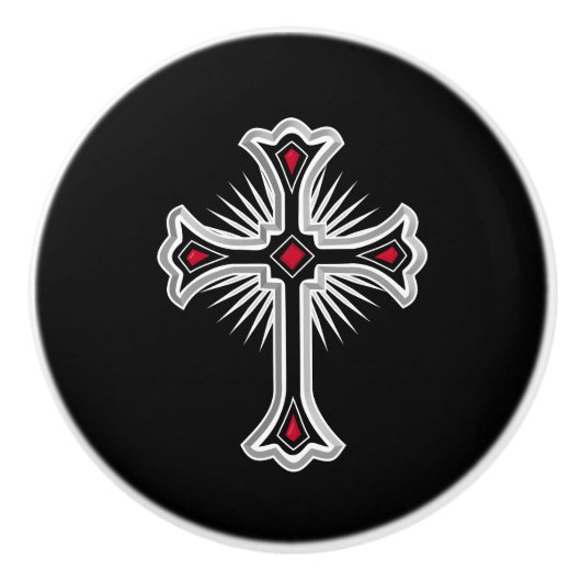 キリスト教十字架 セラミックノブ (正面)