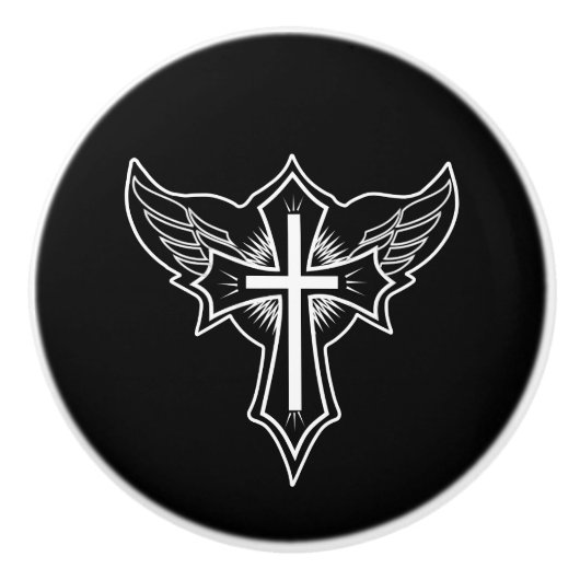 キリスト教十字架 セラミックノブ (正面)