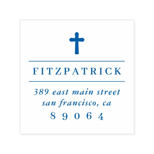 キリスト教十字架 |ファミリ名差出人住所 セルフインキングスタンプ (デザイン)
