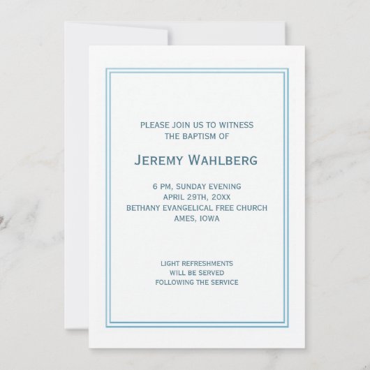 キリスト教十字架(青) 招待状 (裏面)