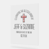 キリスト教十字社結婚の祭日 アクリルサイン (傾斜)