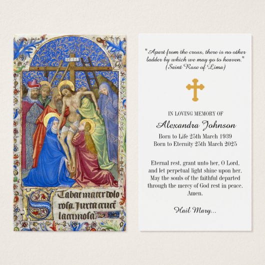 キリスト教十字葬儀記念祈りの言葉 (正面&裏面)