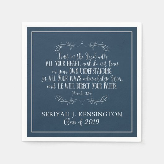 キリスト教卒業聖書の聖句タイポグラフィ スタンダードカクテルナプキン (正面)