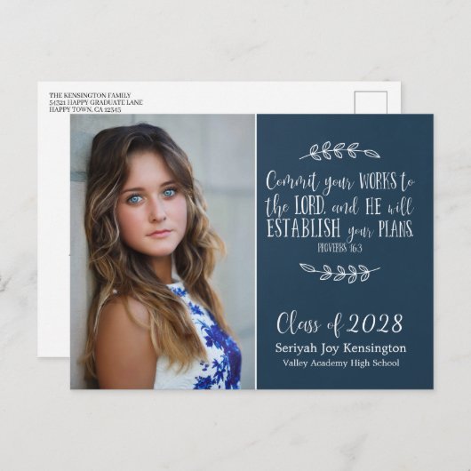 キリスト教卒業聖書の聖句タイポグラフィ ポストカード (正面/裏面)