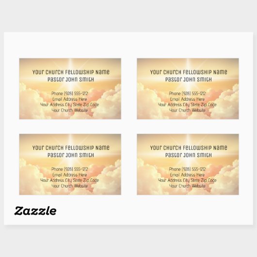 キリスト教天雲教会ビジネス 長方形シール (シート)