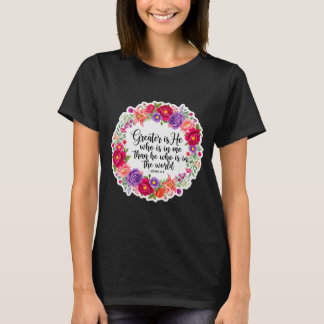 キリスト教女性 聖書 イエス・キリスト 私の中にいる方が偉大です Wh Tシャツ